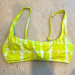 Aerie Neon Yellow and White Bikini Top